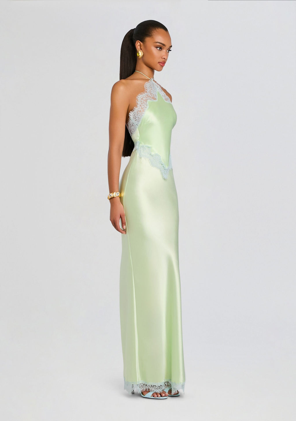 Everly Lace Dress by retrofête in Glace Pistachio, product image 3