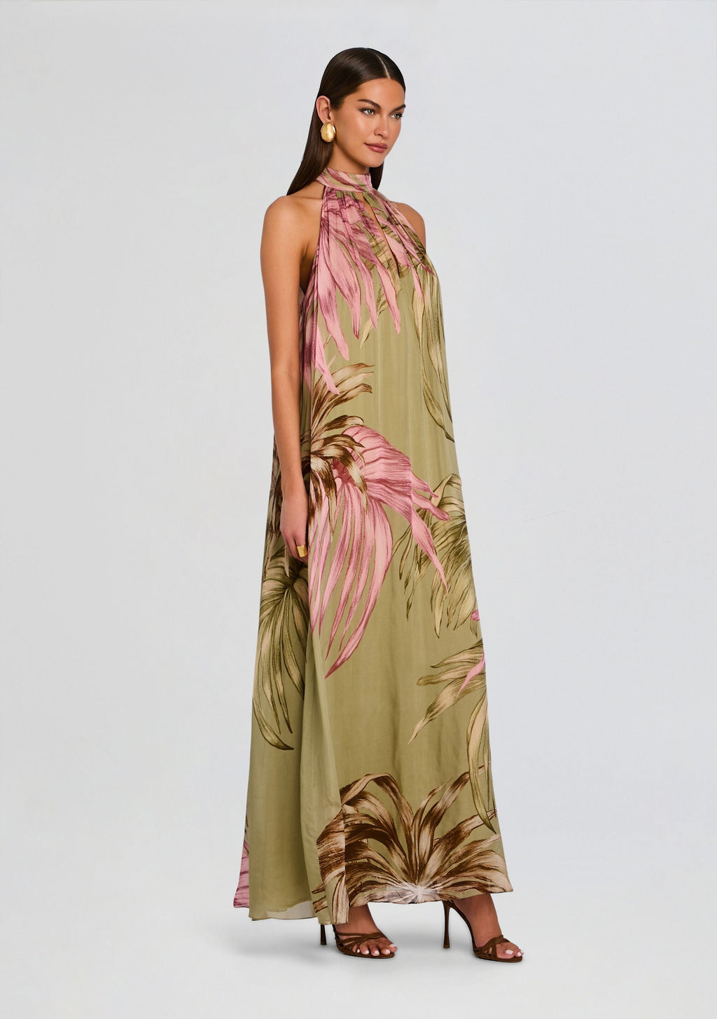 Fawn Flared Maxi Dress by Rococo Sand in Green, product image 3