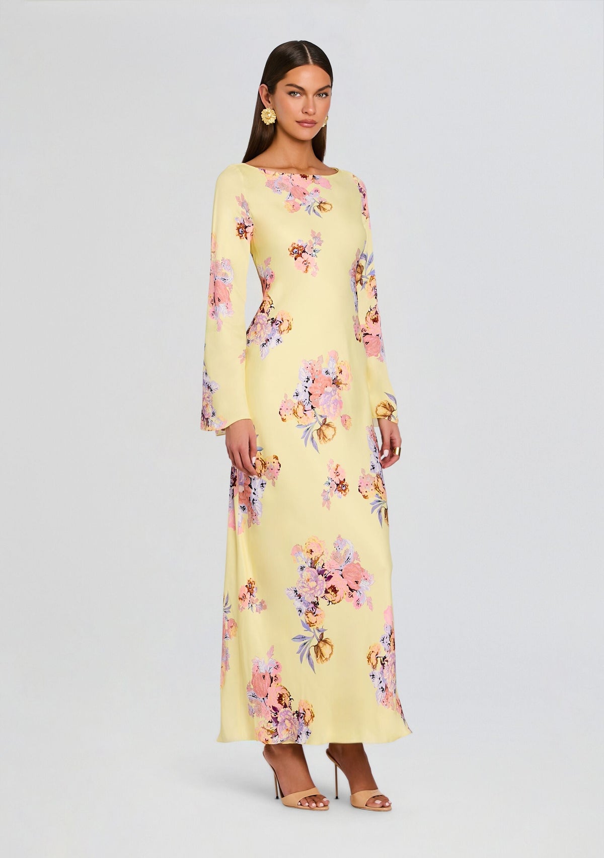 Kysha Long Bias Dress by Hemant & Nandita in Yellow, product image 3