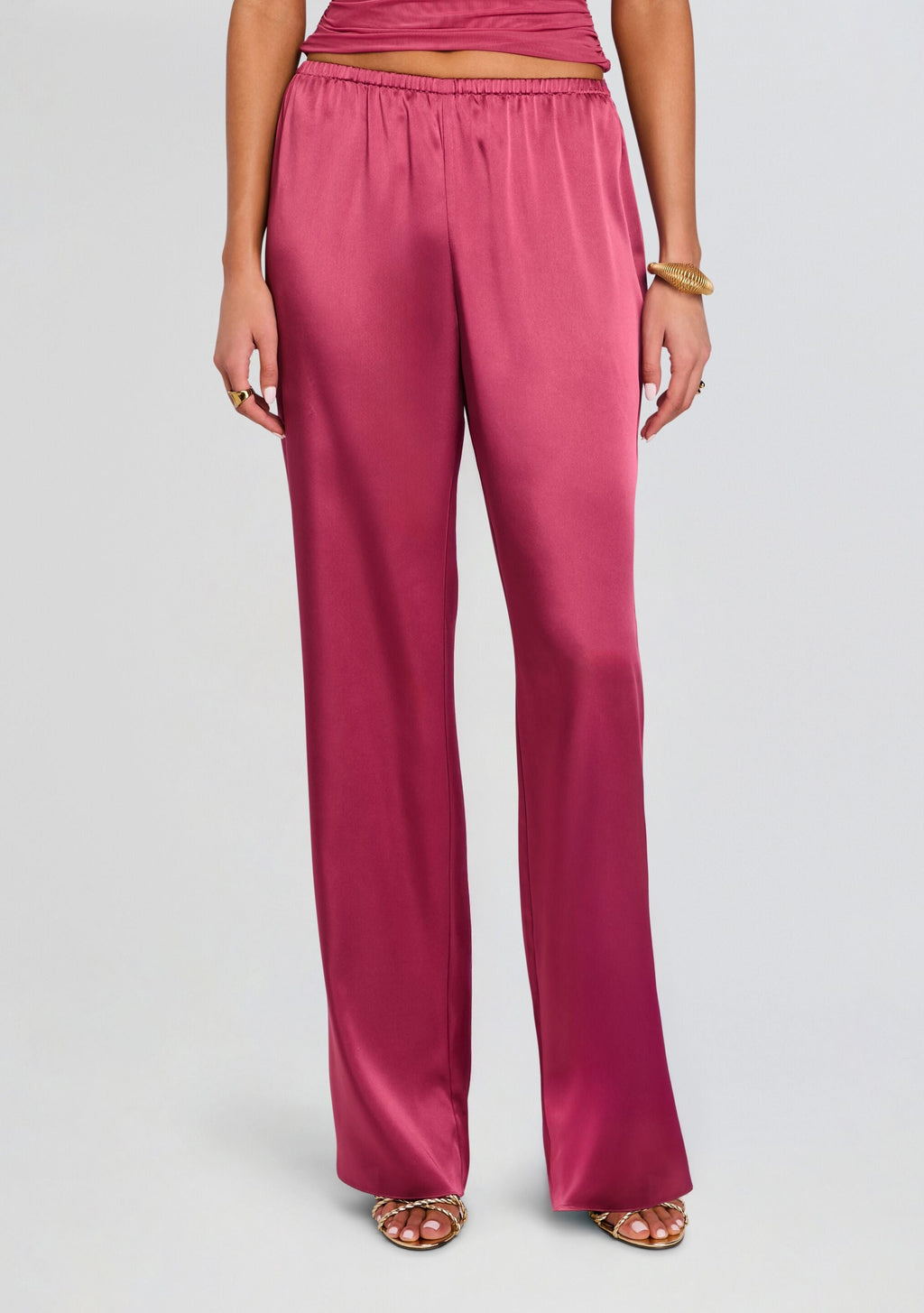 Lillian Satin Pant by SEROYA in Sangria, product image 1
