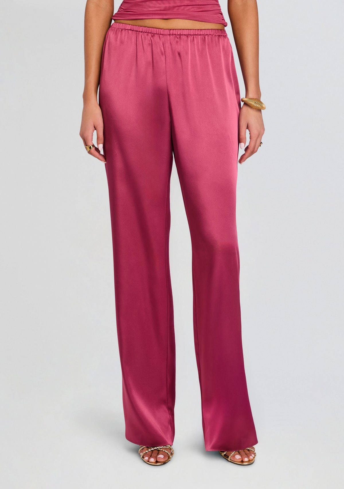 Lillian Satin Pant by SEROYA in Sangria, product image 1