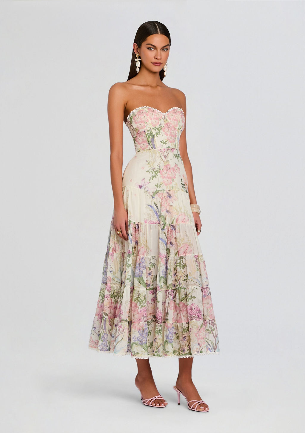 Danny Long Dress by Charo Ruiz in Cream Botanic, product image 3
