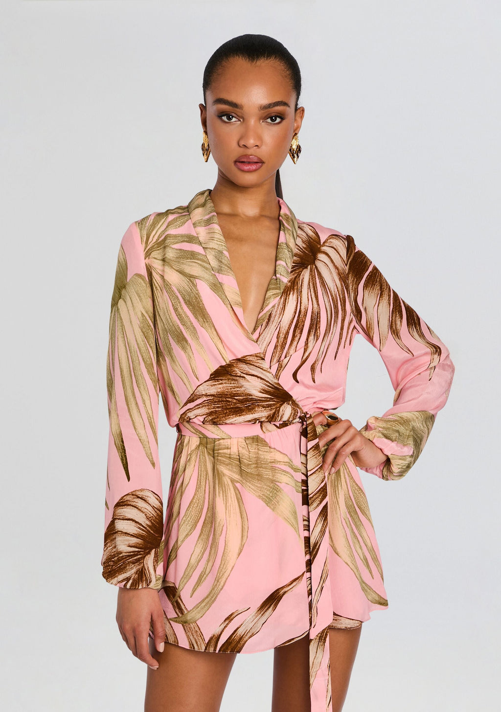 Fawn Mini Dress With Detachable Belt by Rococo Sand in Pink, product image 5
