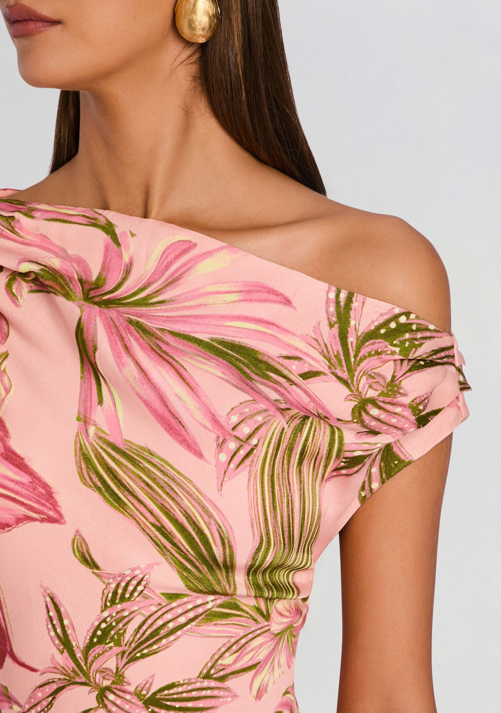 Cain One Shoulder Maxi Dress by Rococo Sand in Peach, product image 2