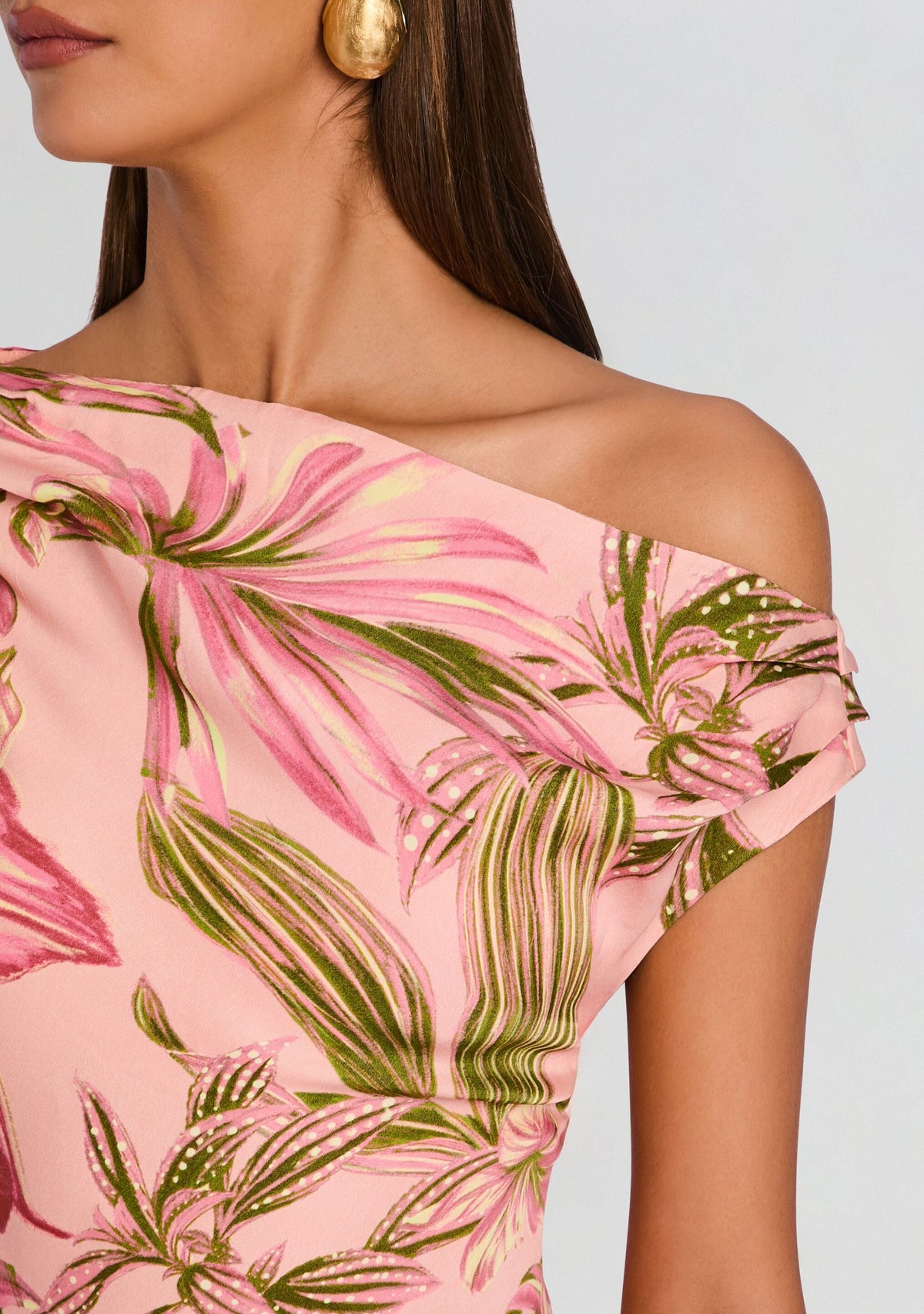 Cain One Shoulder Maxi Dress by Rococo Sand in Peach, product image 2