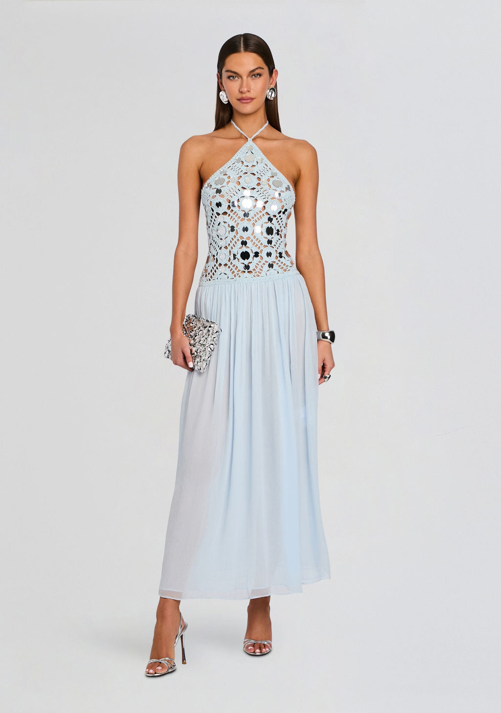 Odetta Crochet Dress by retrofête in Metallic Glace, product image 1