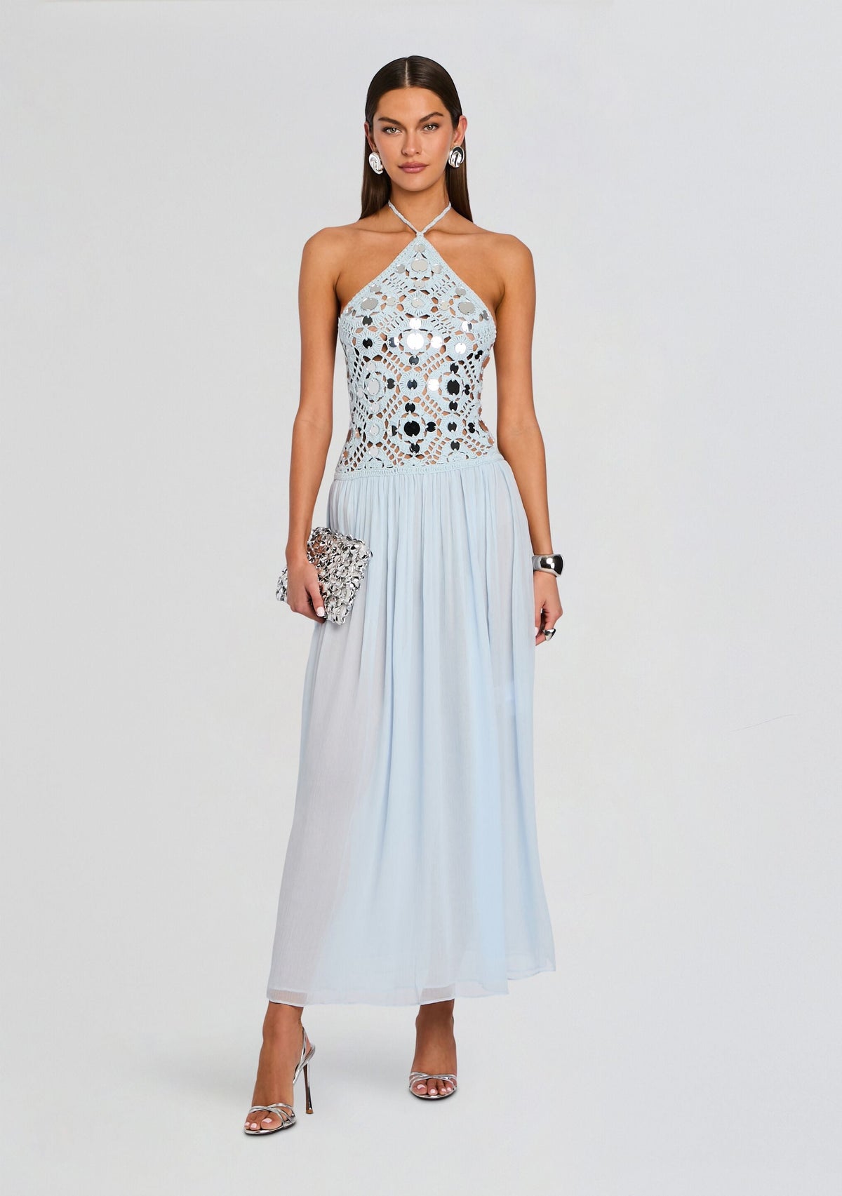 Odetta Crochet Dress by retrofête in Metallic Glace, product image 1