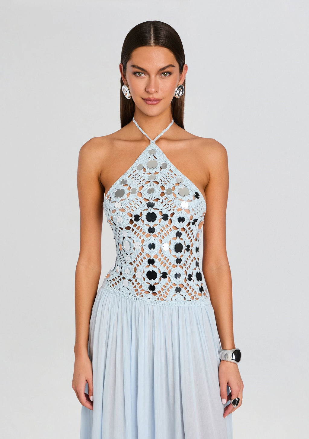 Odetta Crochet Dress by retrofête in Metallic Glace, product image 5