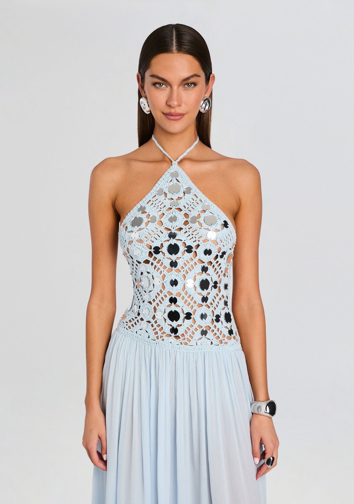 Odetta Crochet Dress by retrofête in Metallic Glace, product image 5