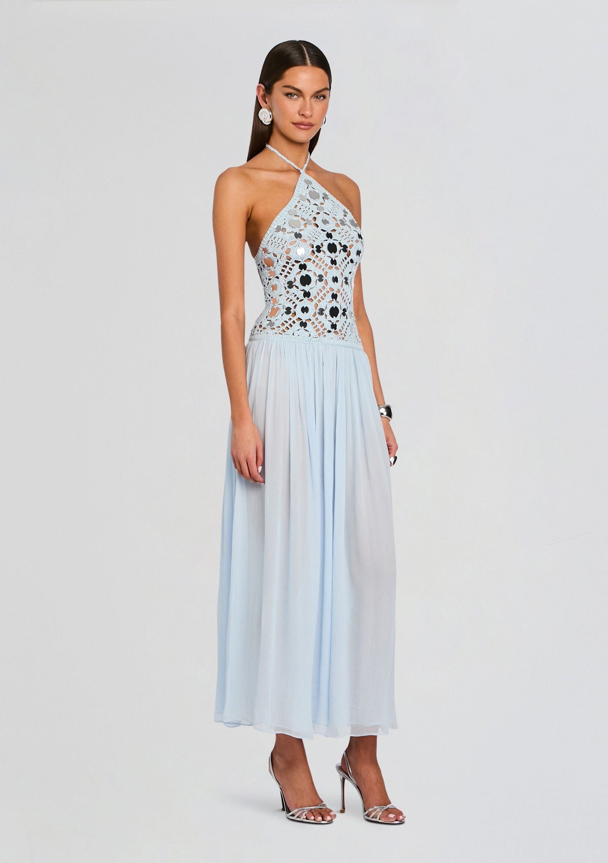 Odetta Crochet Dress by retrofête in Metallic Glace, product image 3