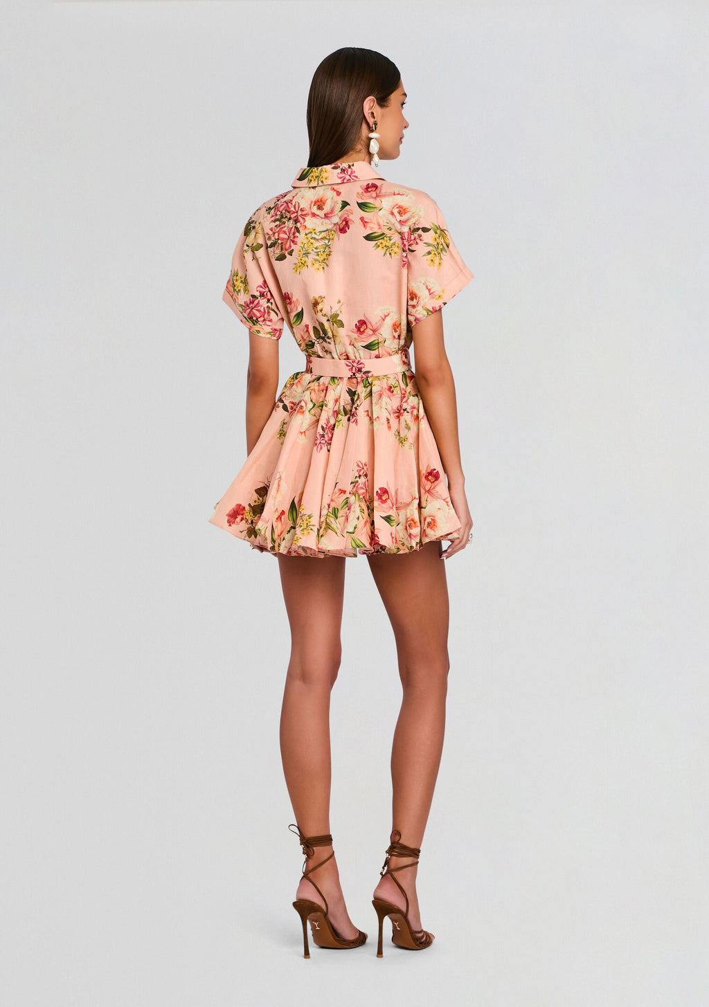 Ayla Short Dress With Belt Buckle by Hemant & Nandita in Peach, product image 4
