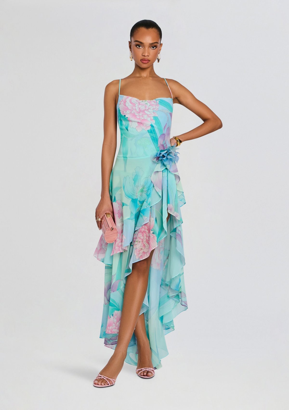 Samara Silk Chiffon Dress by retrofête in Beija Flor Pistachio, product image 1