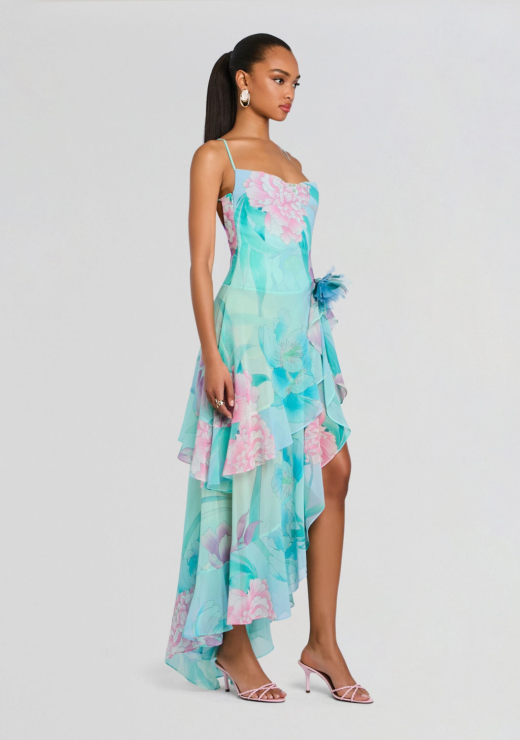 Samara Silk Chiffon Dress by retrofête in Beija Flor Pistachio, product image 4