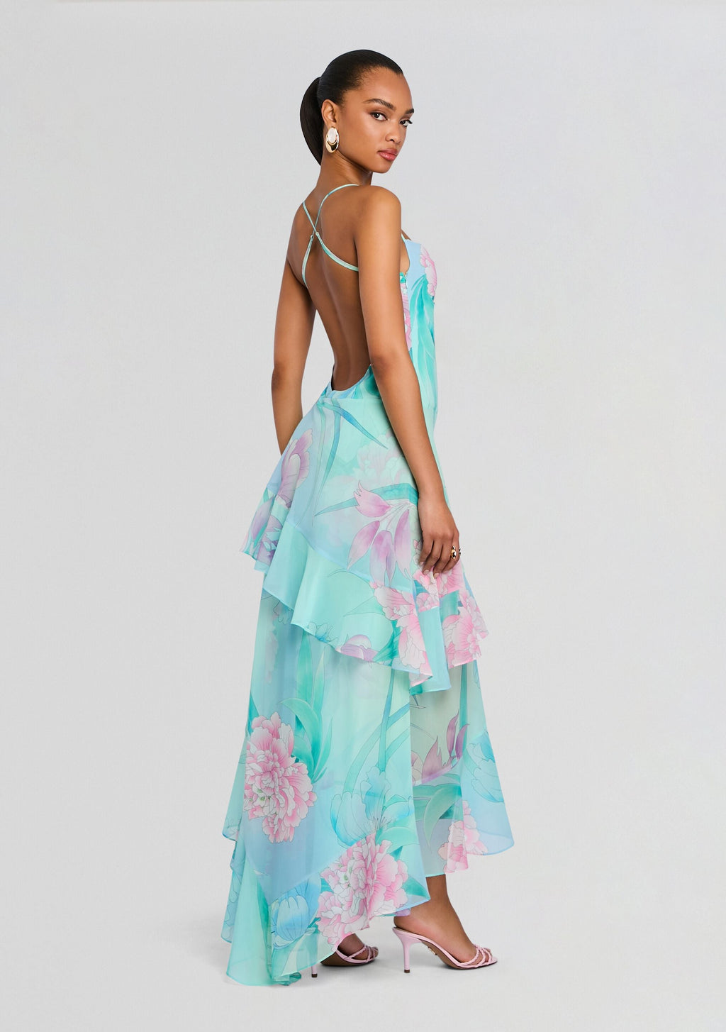 Samara Silk Chiffon Dress by retrofête in Beija Flor Pistachio, product image 5