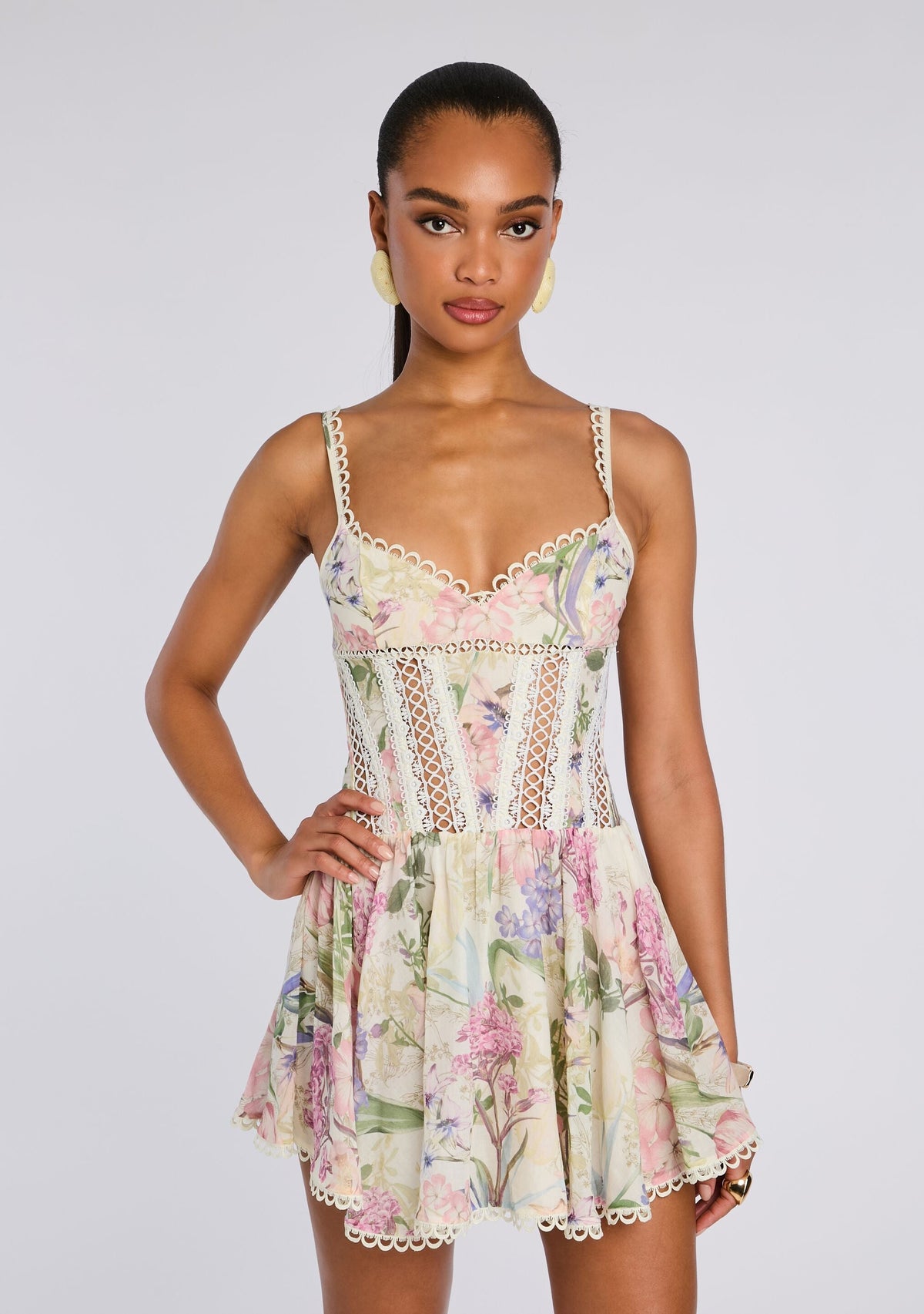Gardenia Short Dress by Charo Ruiz in Cream Botanic, product image 5