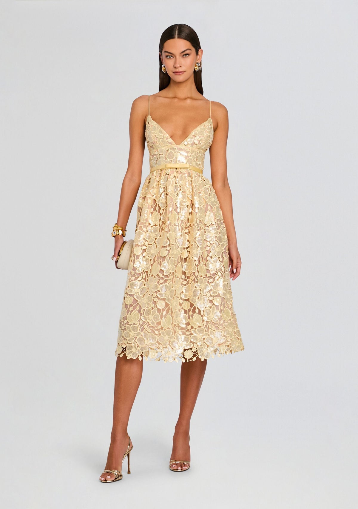 Eulalia Sequin Lace Dress by retrofête in Yuzu, product image 1