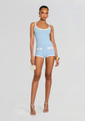 Jacquette Metallic Rib Knit Romper by retrofête in Metallic Glace/Wht, product image 1