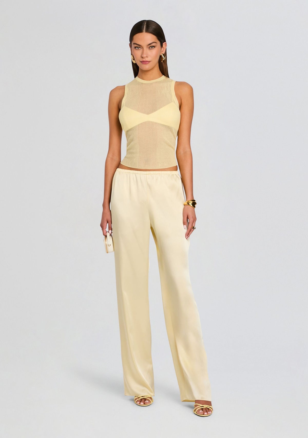 Lillian Satin Pant by SEROYA in Butter, product image 2