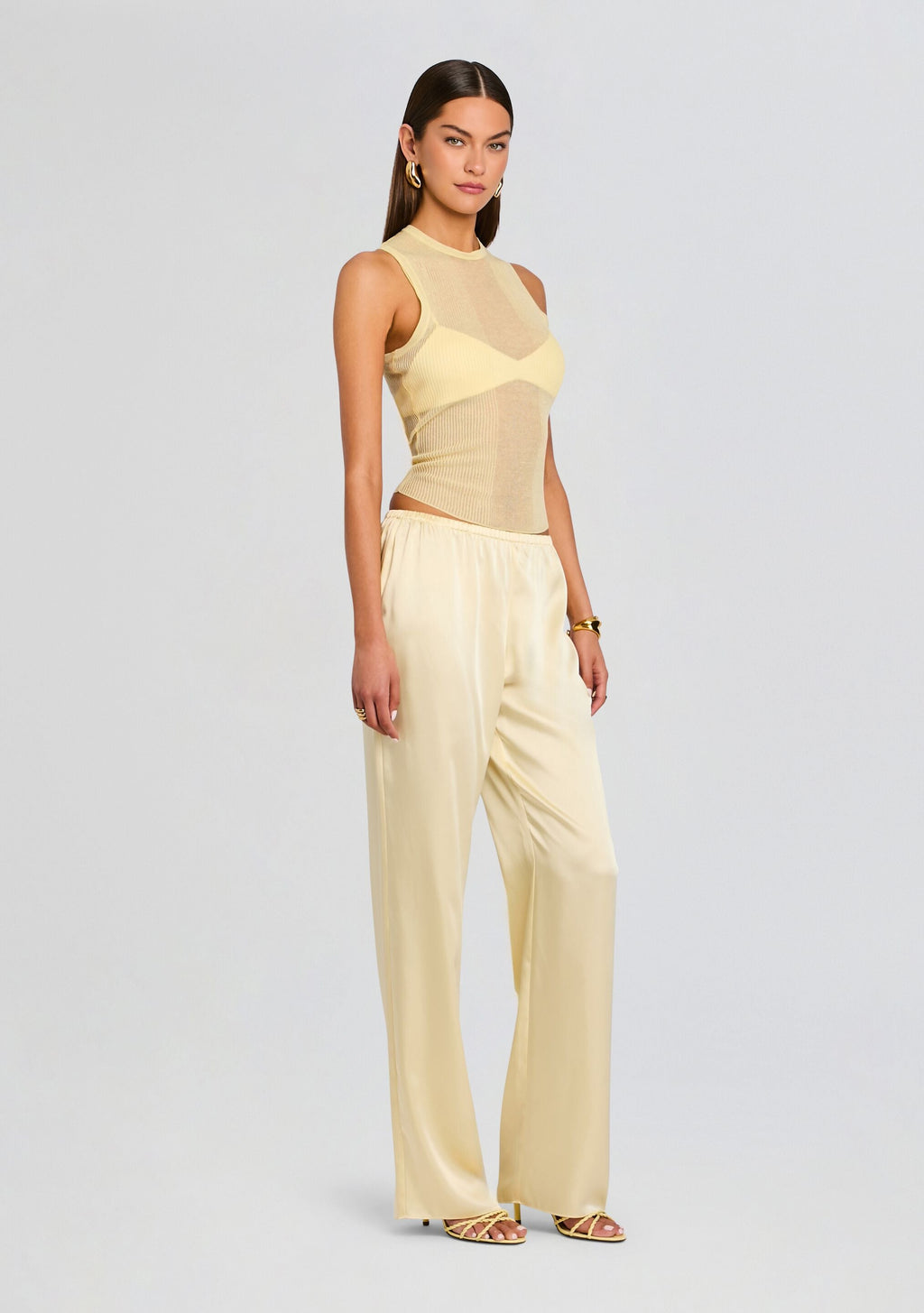 Lillian Satin Pant by SEROYA in Butter, product image 4
