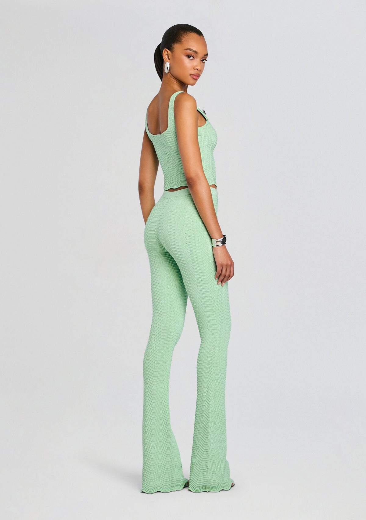 Aloe Metallic Rib Knit Top by retrofête in Metallic Mint, product image 5