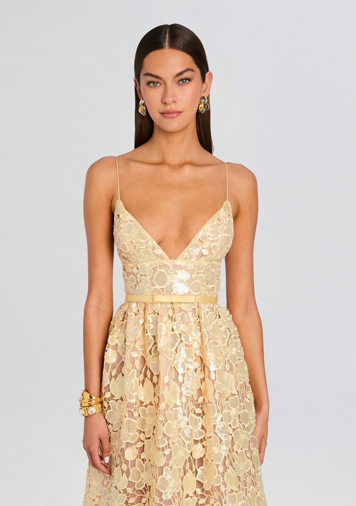 Eulalia Sequin Lace Dress by retrofête in Yuzu, product image 5