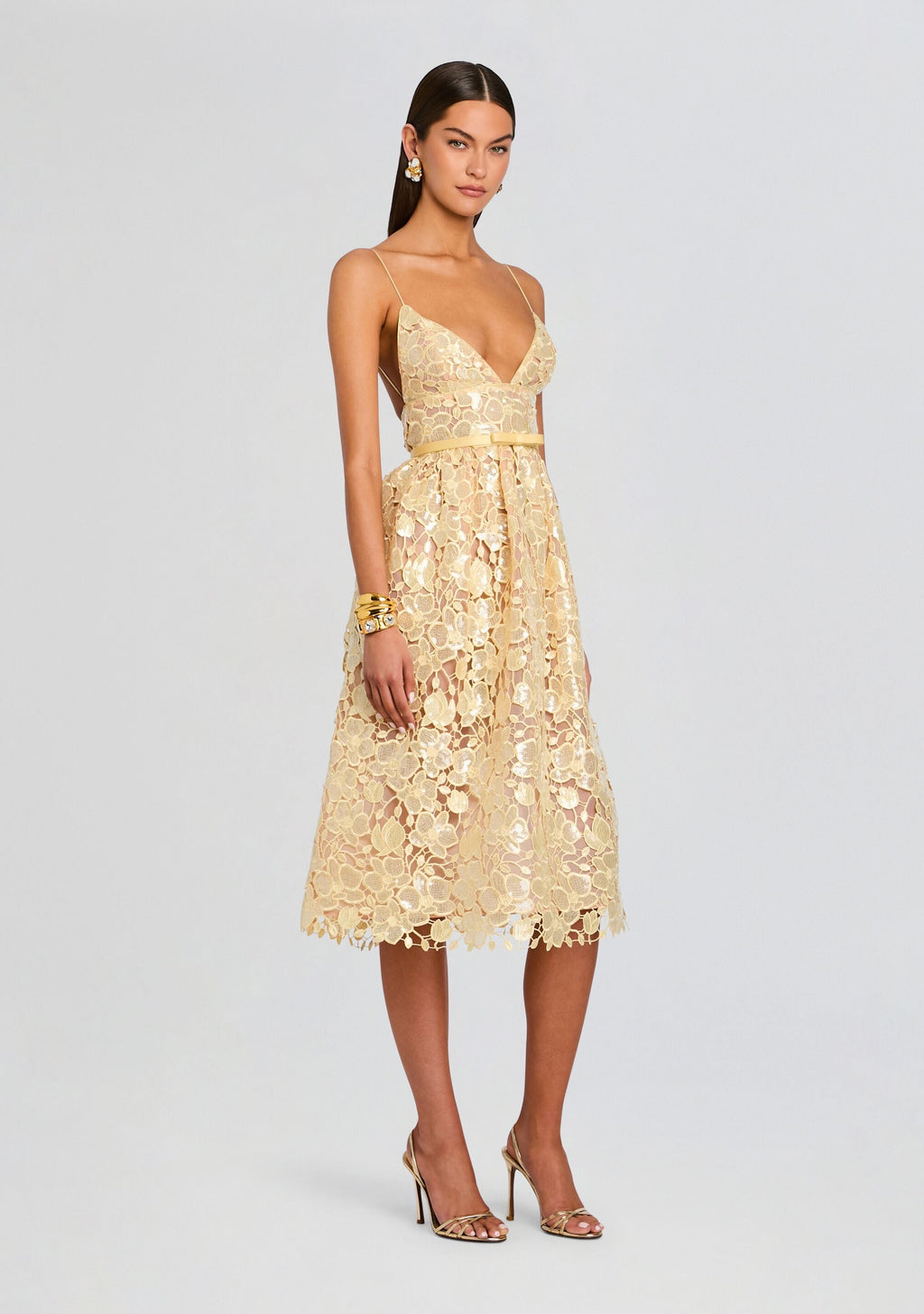 Eulalia Sequin Lace Dress by retrofête in Yuzu, product image 3