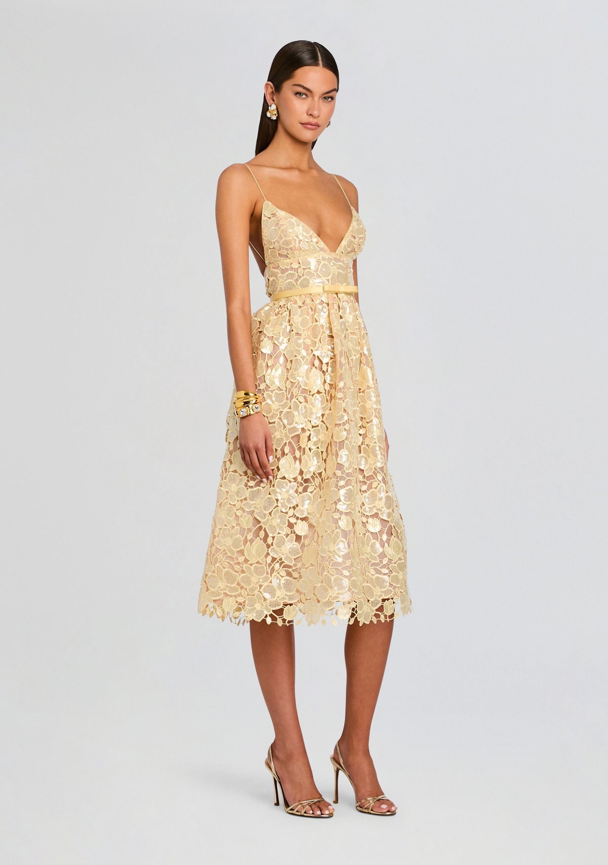 Eulalia Sequin Lace Dress by retrofête in Yuzu, product image 3
