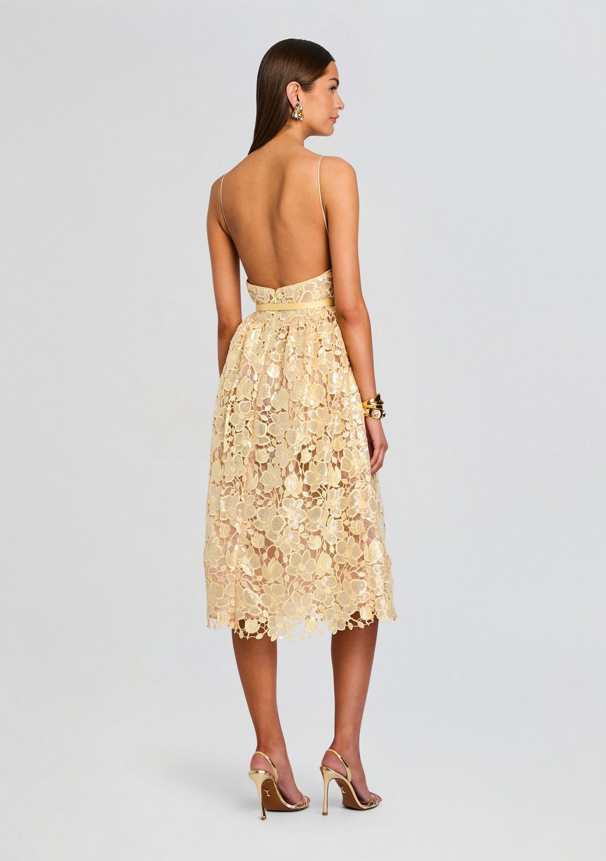 Eulalia Sequin Lace Dress by retrofête in Yuzu, product image 4