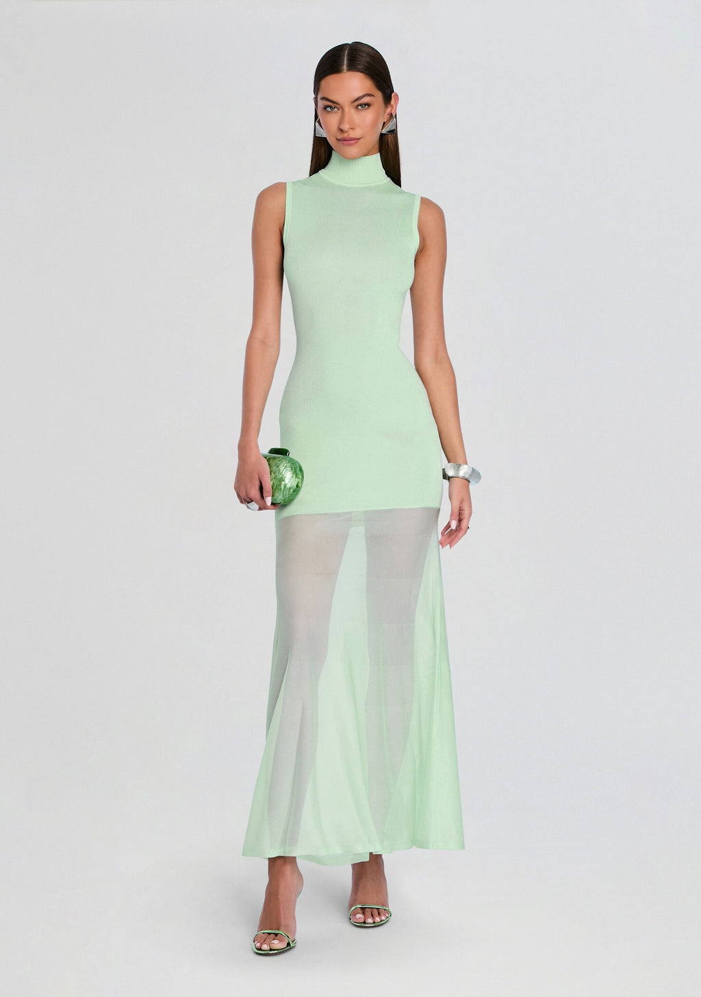 Amine Knit Maxi Dress by SEROYA in Spearmint, product image 1