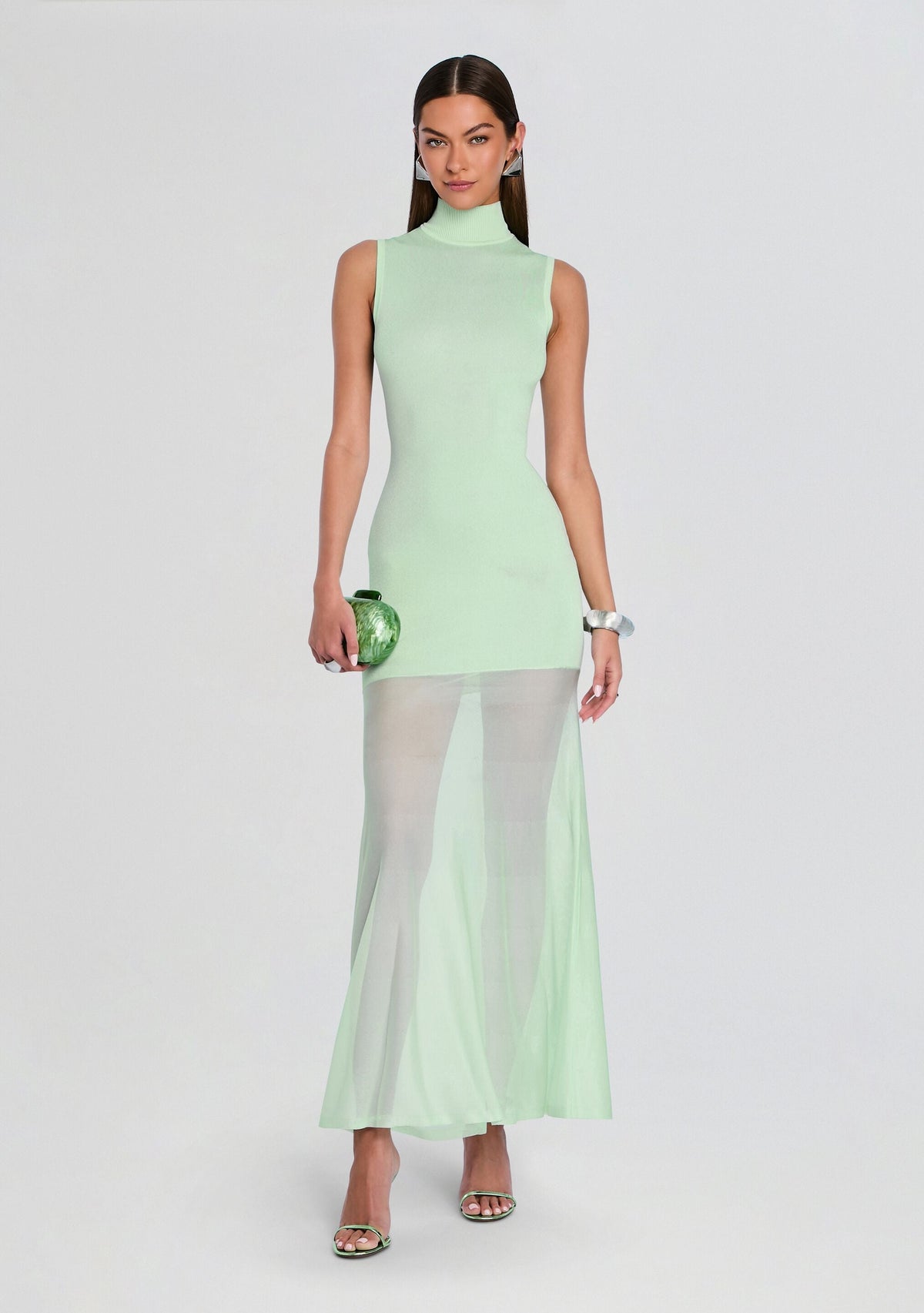 Amine Knit Maxi Dress by SEROYA in Spearmint, product image 1