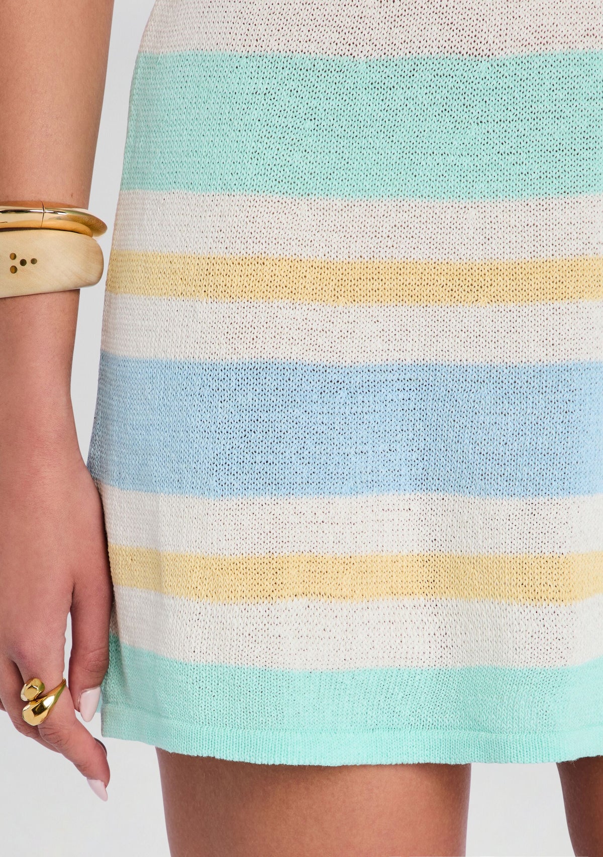Azriel Knit Mini Dress by SEROYA in Pastel Stripe, product image 2