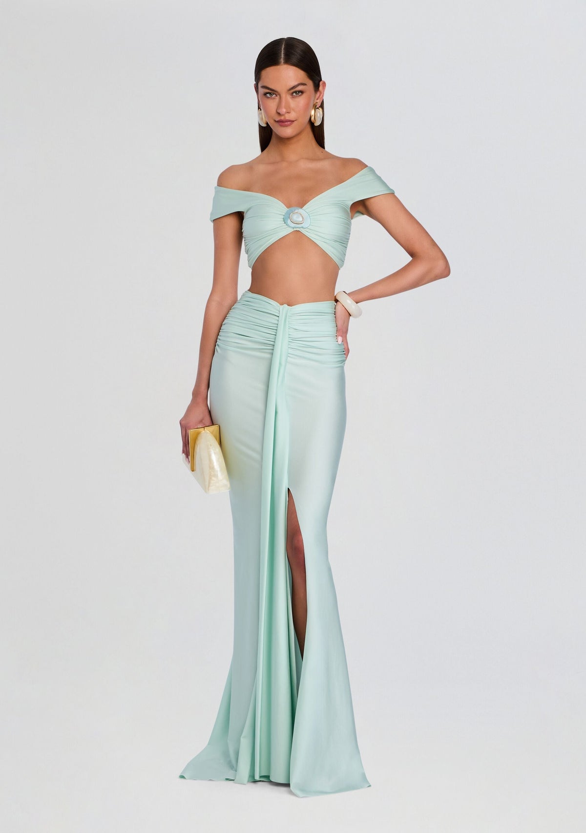 Marcella Maxi Skirt by Shani Shemer in Aqua Blue, product image 2