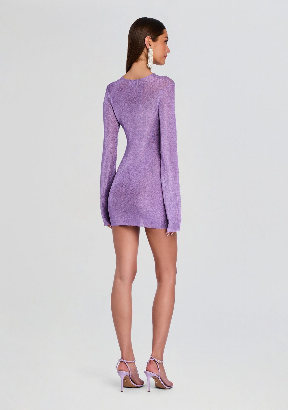 Emeri Metallic Knit Mini Dress by SEROYA in Lilac Bloom, product image 4