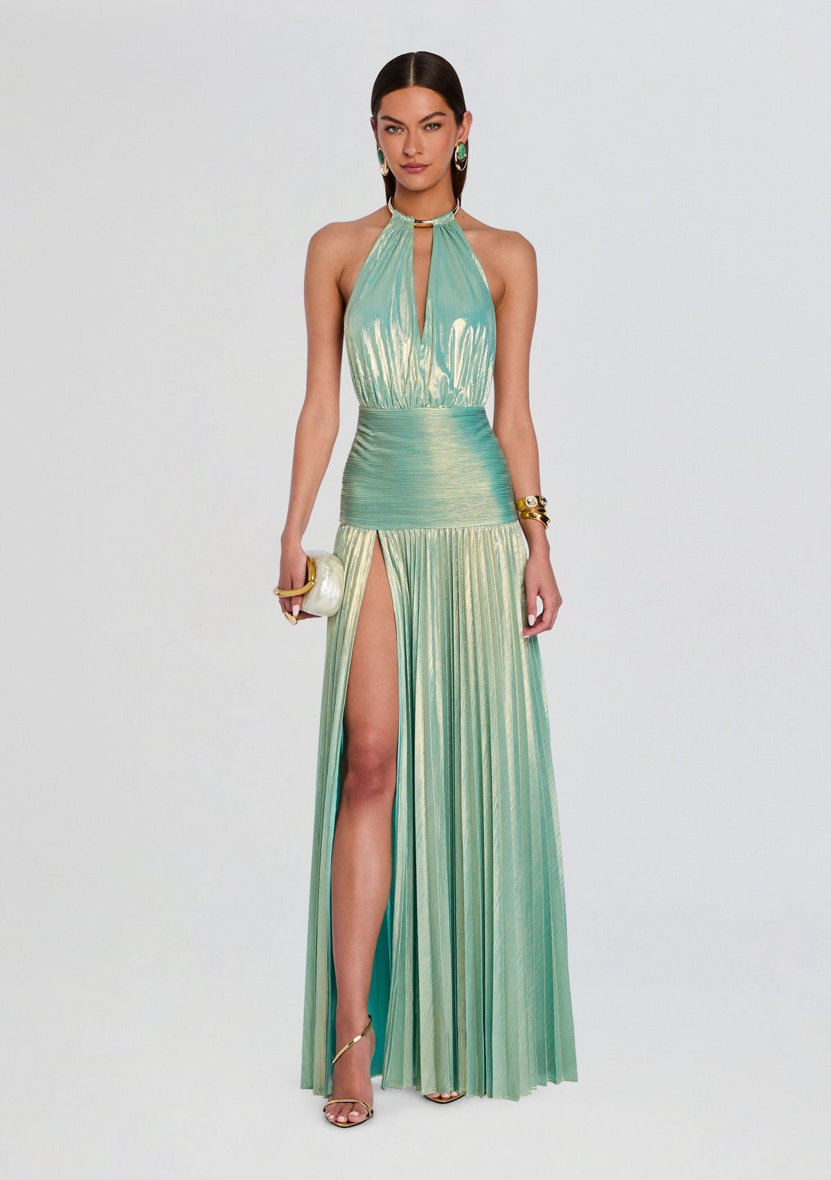Faelina Dress by retrofête in Golden Mint, product image 1
