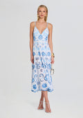 Gardea Long Dress by Charo Ruiz in White/Blue, product image 1