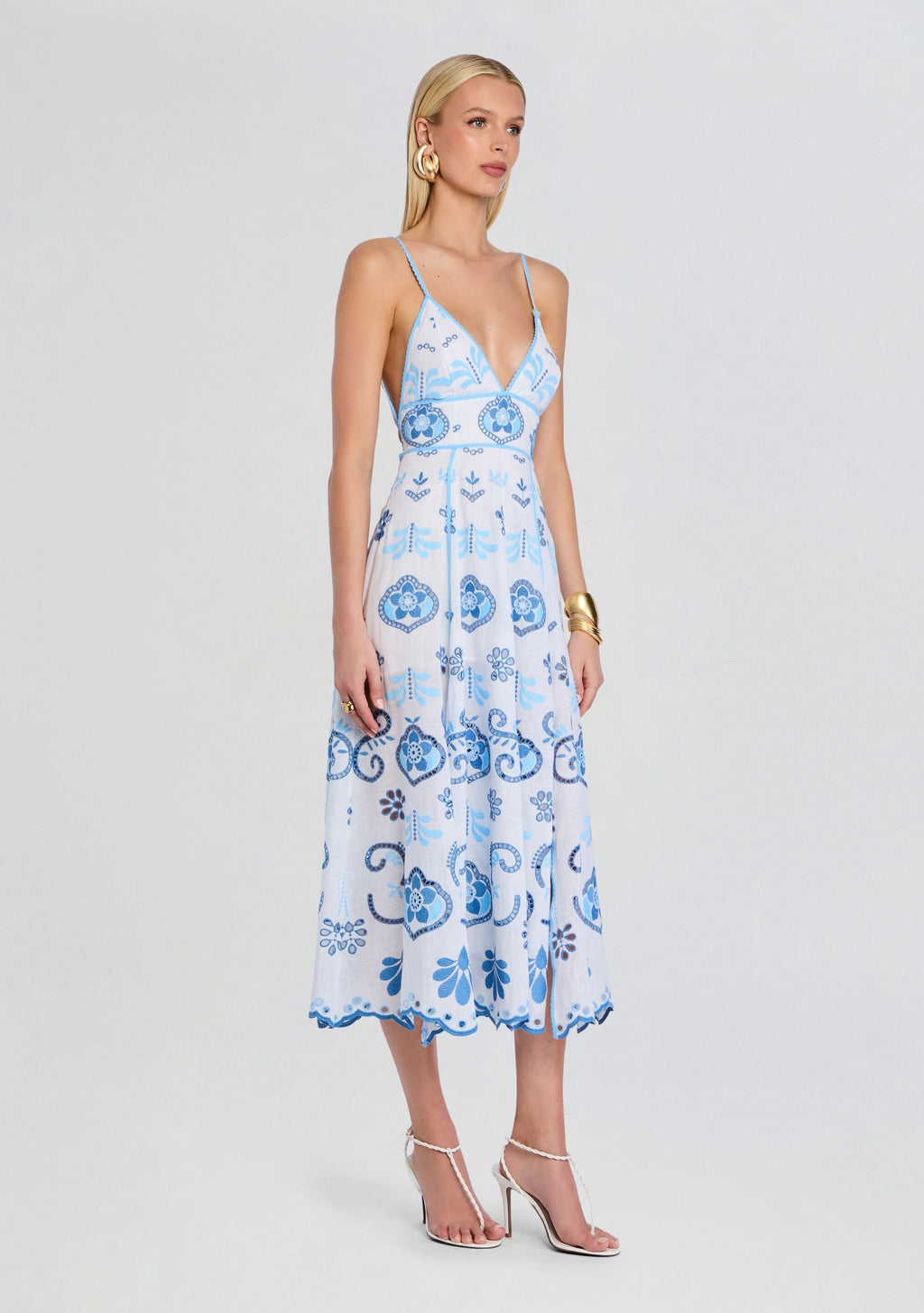 Gardea Long Dress by Charo Ruiz in White/Blue, product image 3