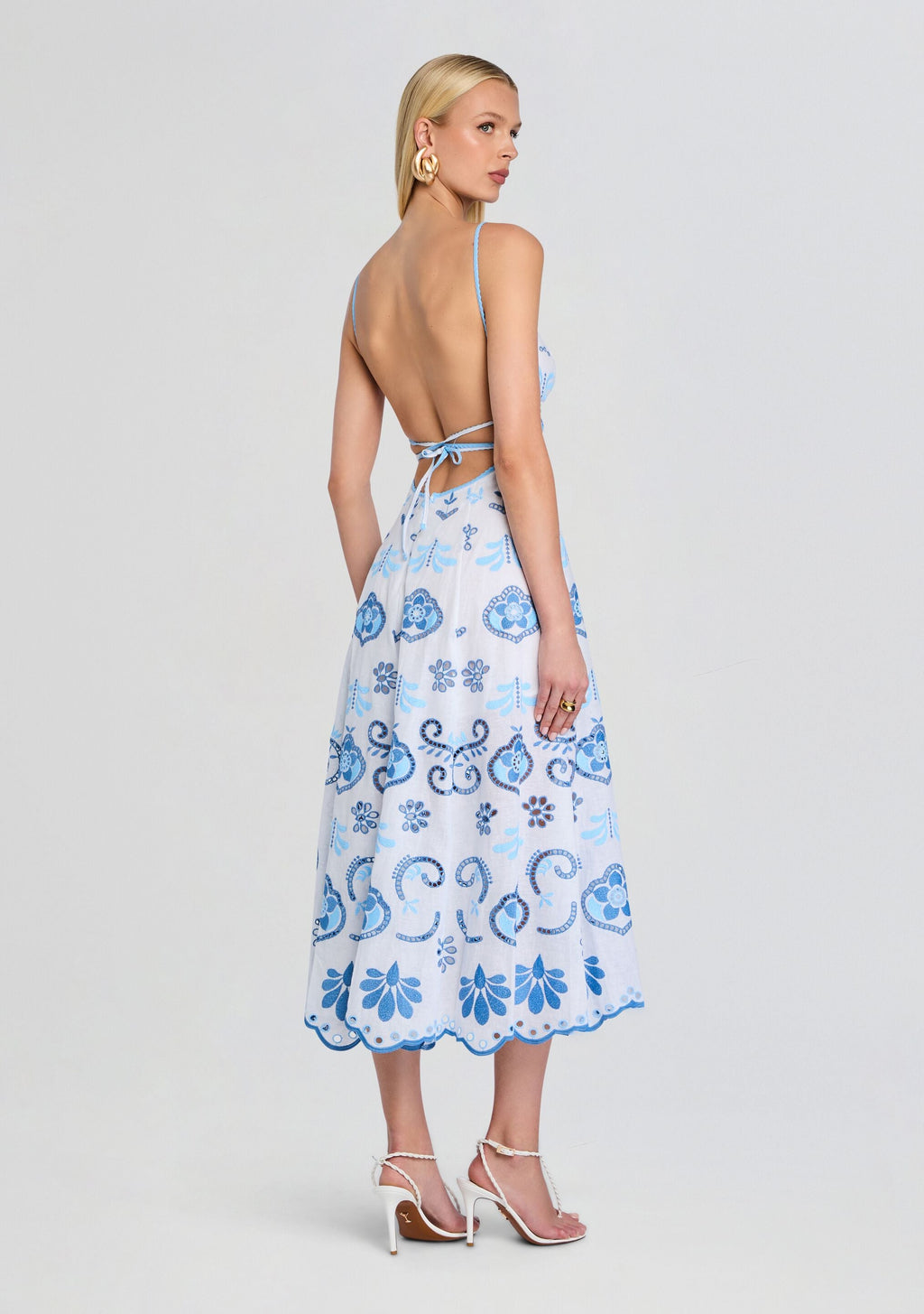Gardea Long Dress by Charo Ruiz in White/Blue, product image 4