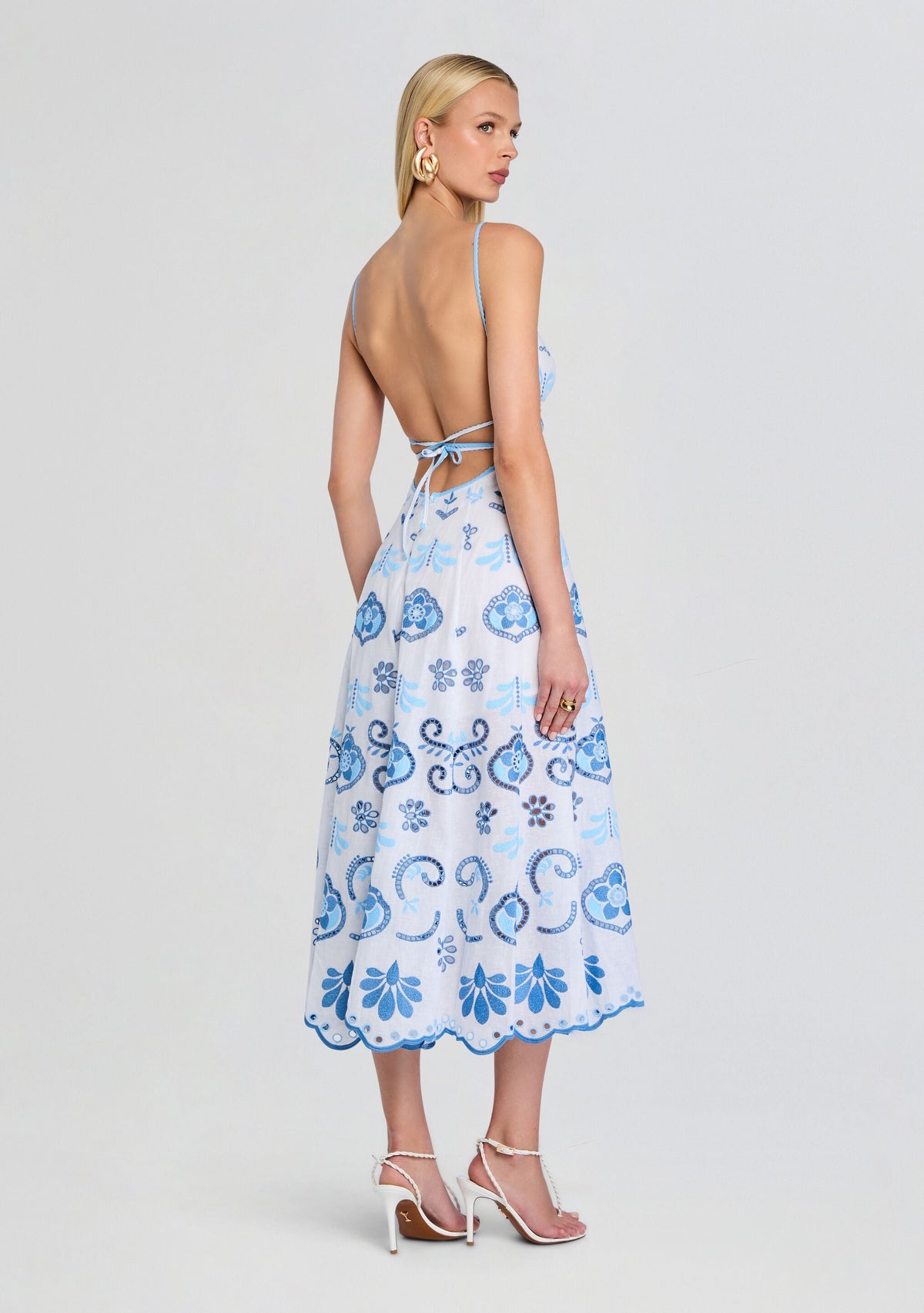 Gardea Long Dress by Charo Ruiz in White/Blue, product image 4