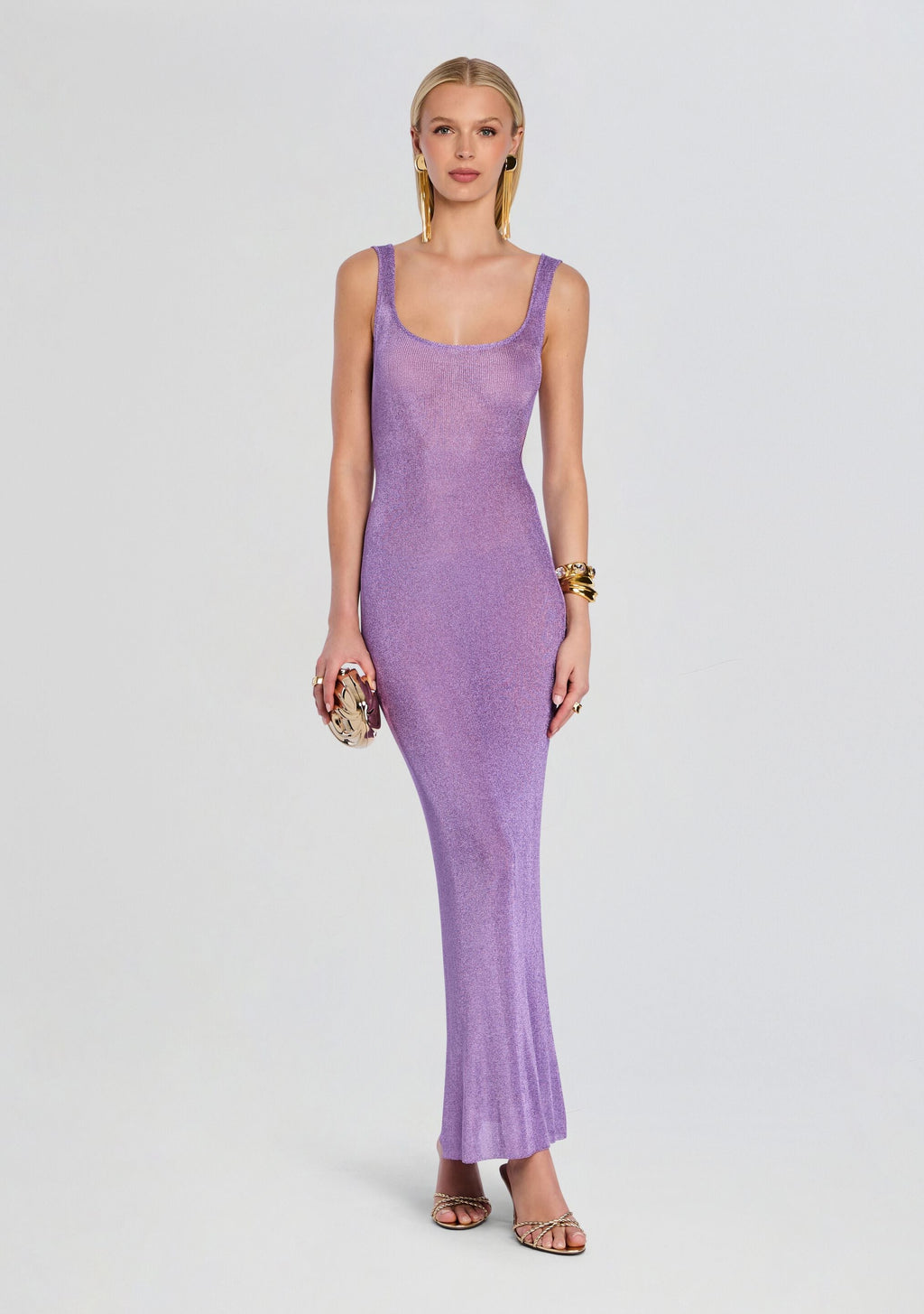 Martina Metallic Knit Maxi Dress by SEROYA in Lilac Bloom, product image 1
