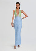 Pixi Embroidered Dress by retrofête in Pistachio/Glace, product image 1