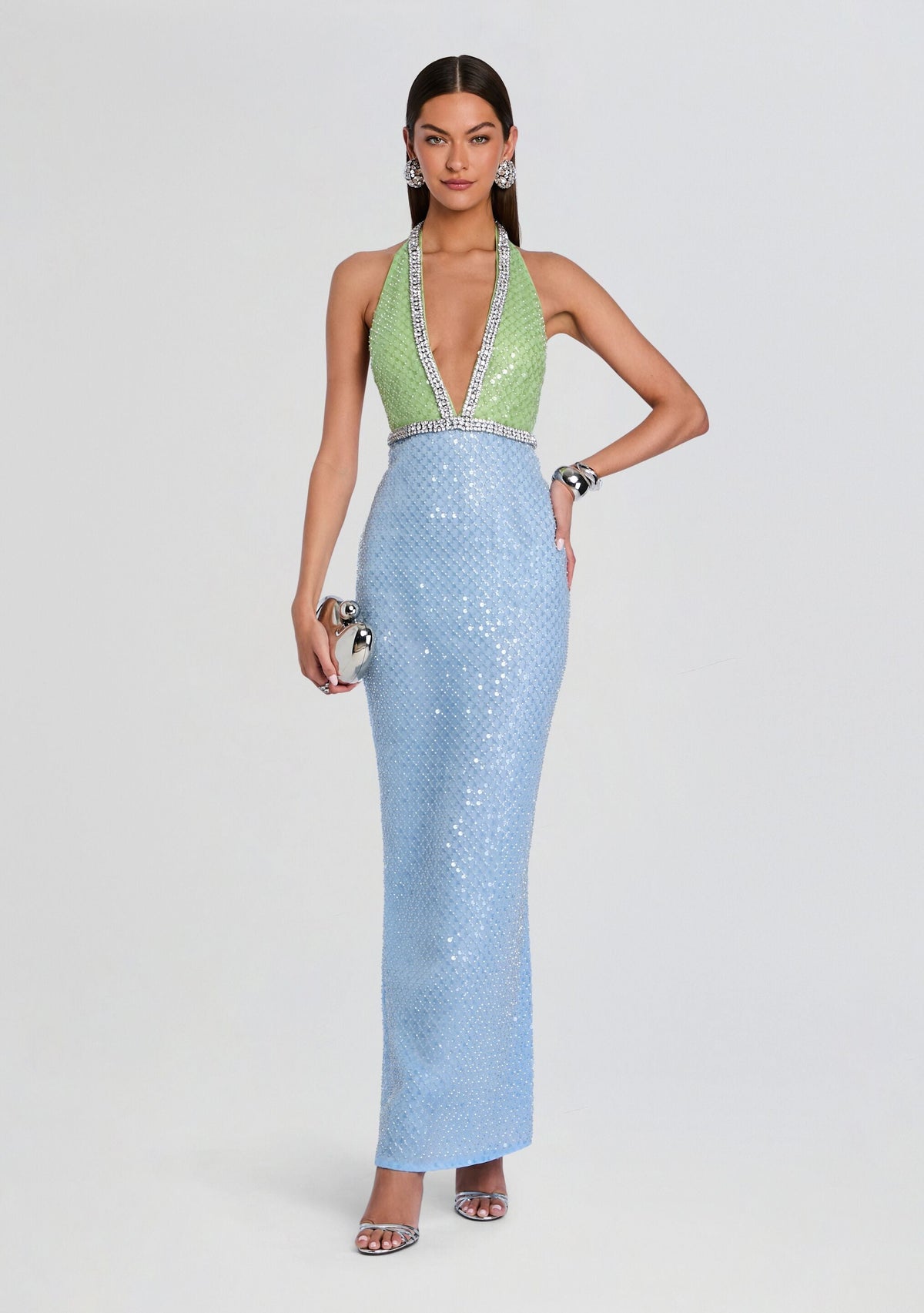 Pixi Embroidered Dress by retrofête in Pistachio/Glace, product image 1