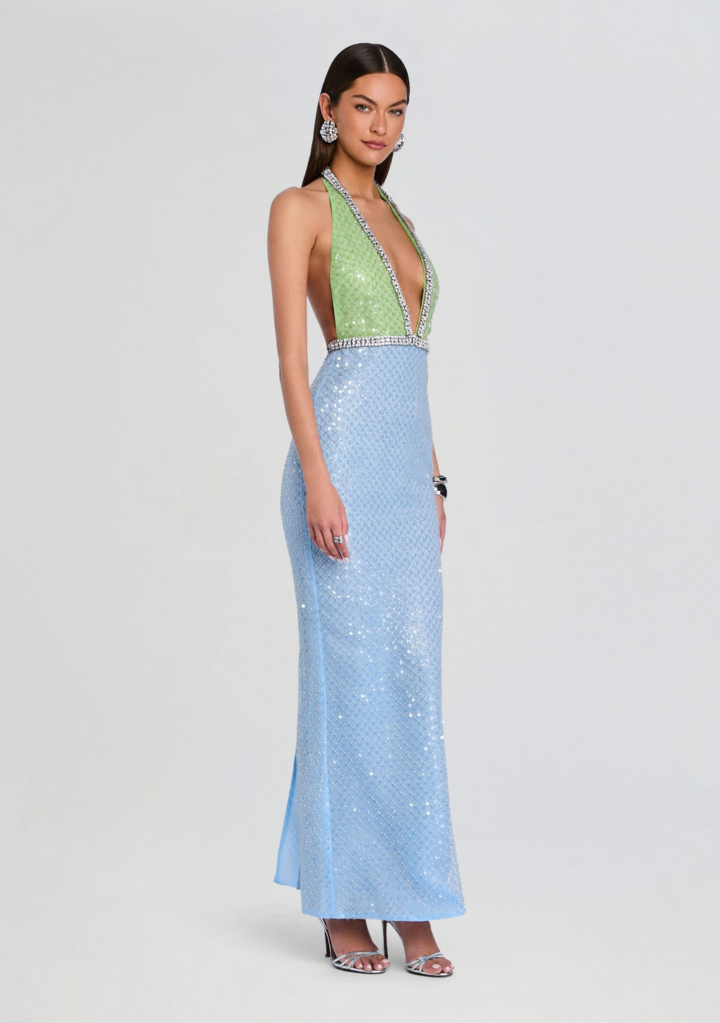 Pixi Embroidered Dress by retrofête in Pistachio/Glace, product image 3