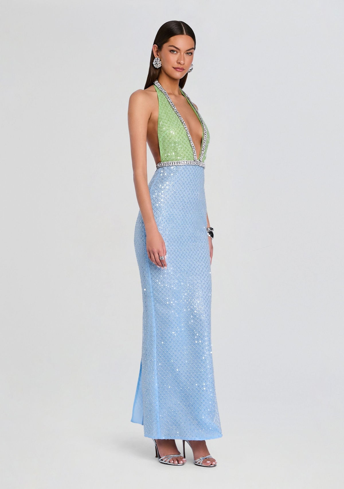 Pixi Embroidered Dress by retrofête in Pistachio/Glace, product image 3
