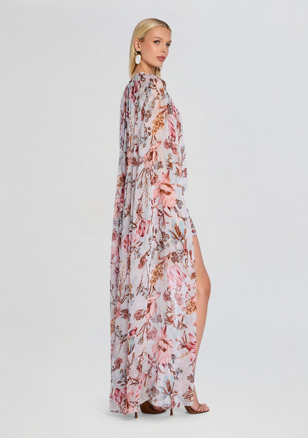 Ezra Ruched Cape Mini Dress by Hemant & Nandita in Blue, product image 4