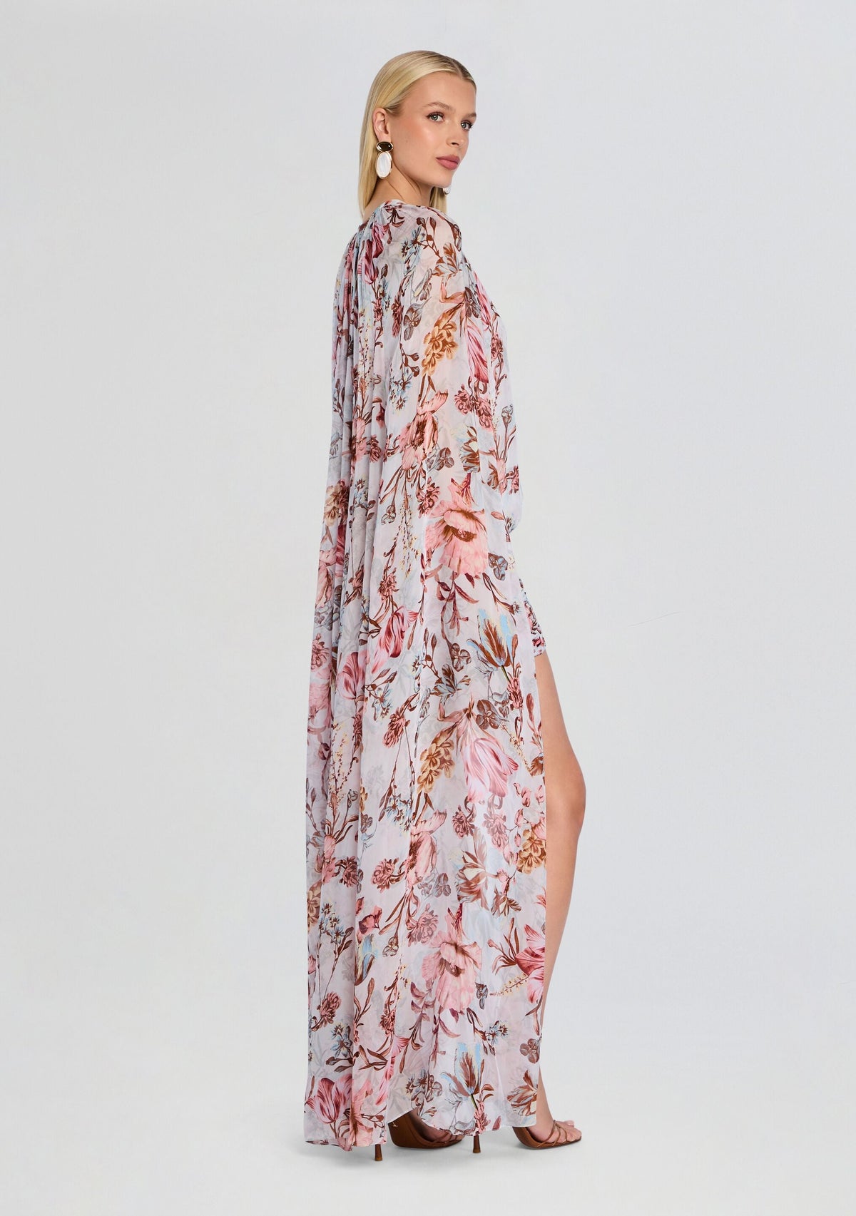Ezra Ruched Cape Mini Dress by Hemant & Nandita in Blue, product image 4