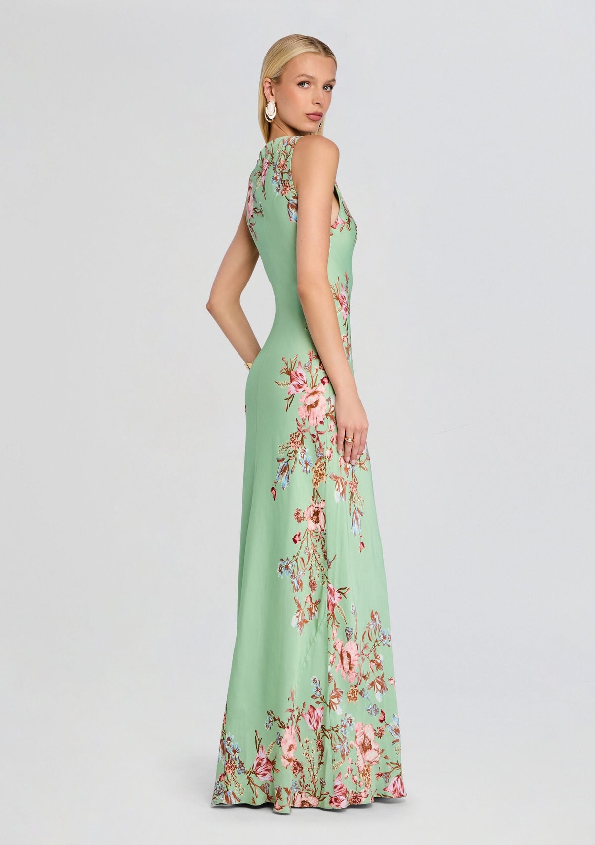 Ezra Bias Maxi Dress by Hemant & Nandita in Green, product image 4