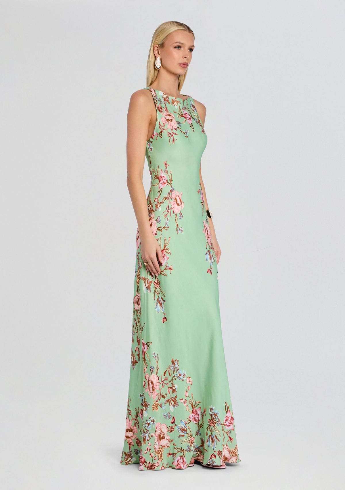 Ezra Bias Maxi Dress by Hemant & Nandita in Green, product image 3