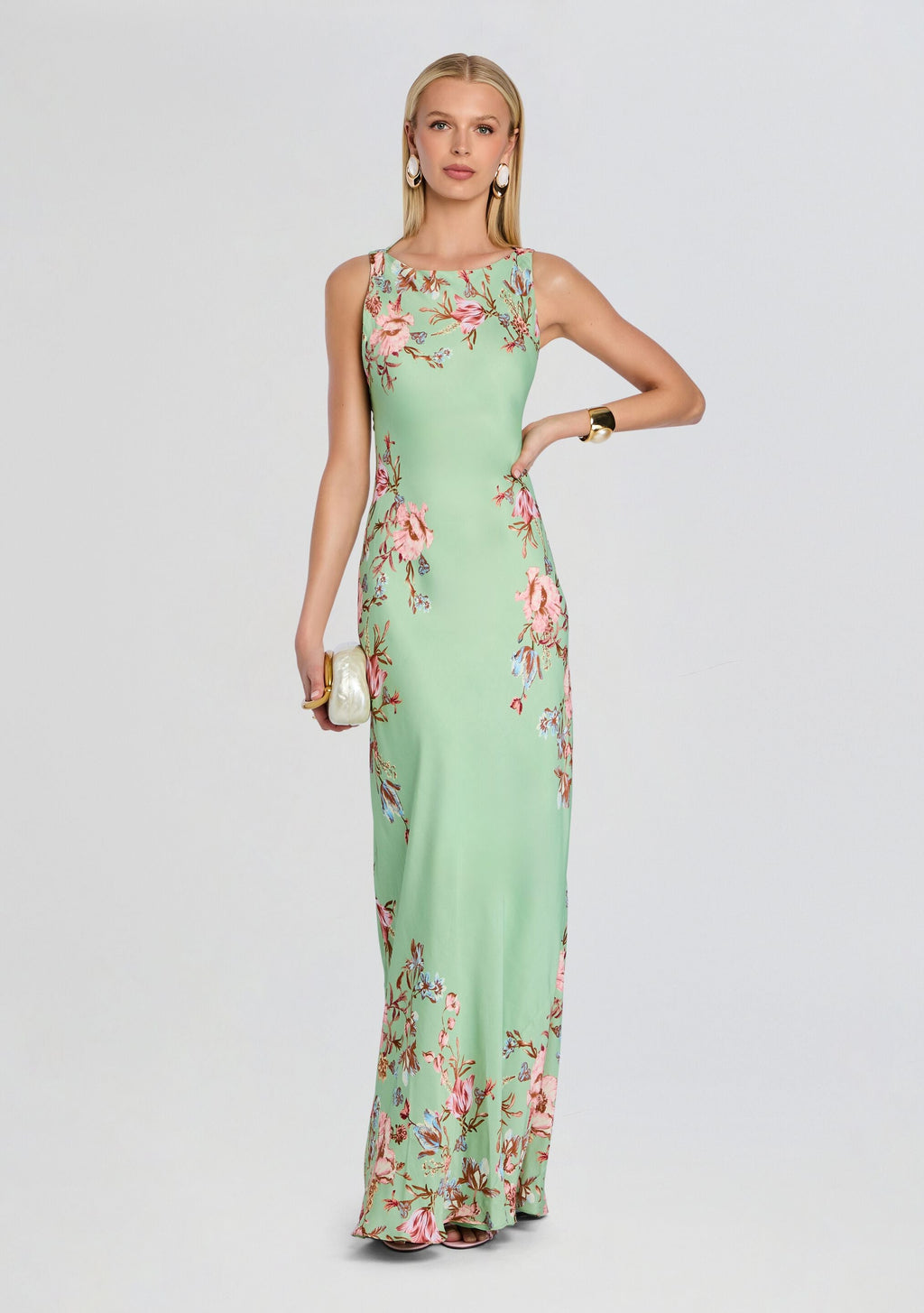 Ezra Bias Maxi Dress by Hemant & Nandita in Green, product image 6