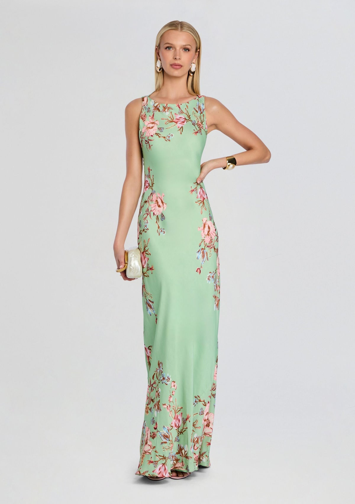 Ezra Bias Maxi Dress by Hemant & Nandita in Green, product image 6