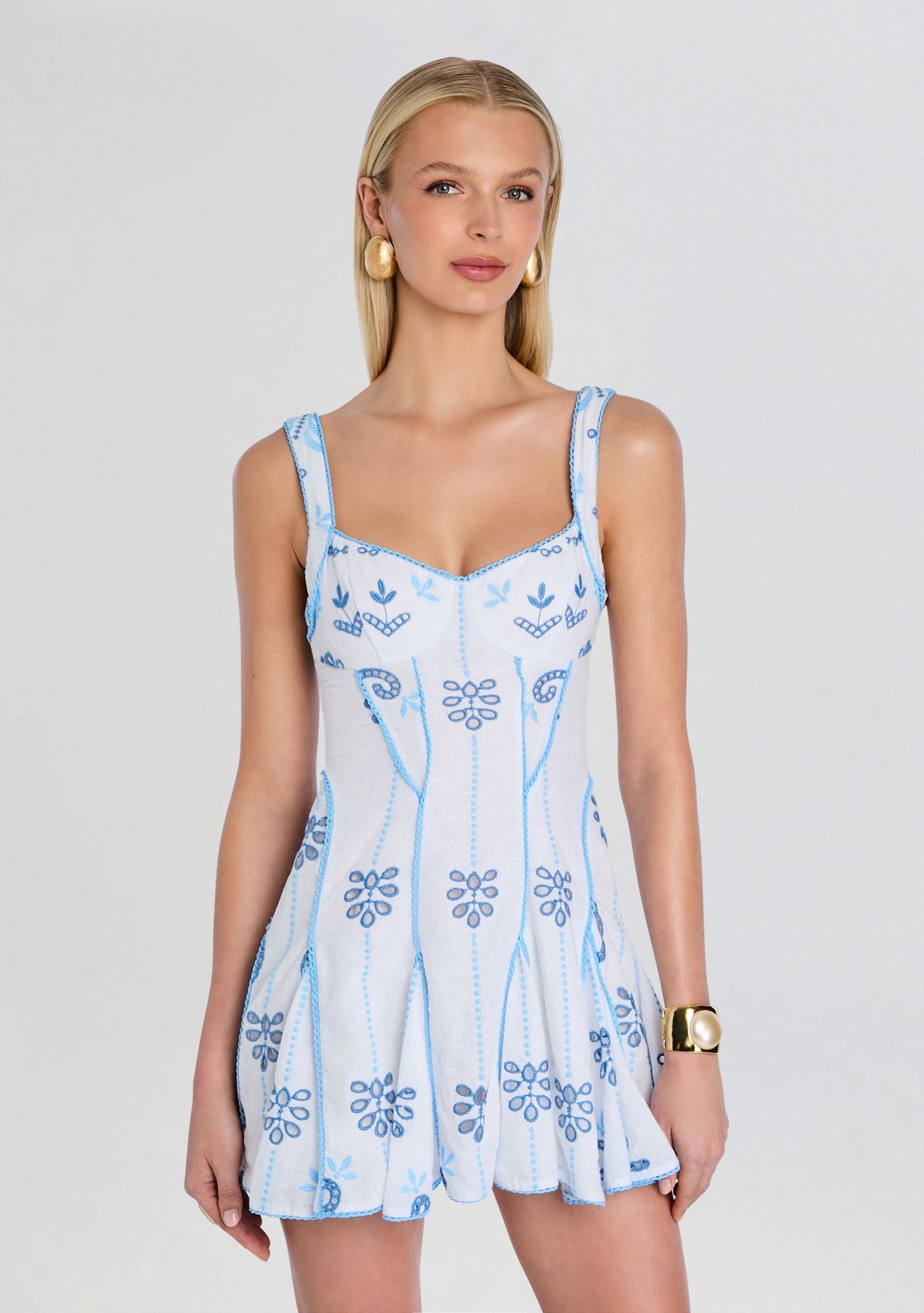 Arissa Short Dress by Charo Ruiz in White/Blue, product image 5